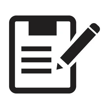 Paper notes icon vector design template in black color isolated sign on white Stock Illustration