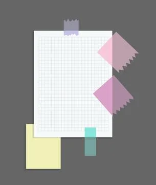 Paper notes stickers. Place for memo messages on paper sheets. Attached with Stock Illustration