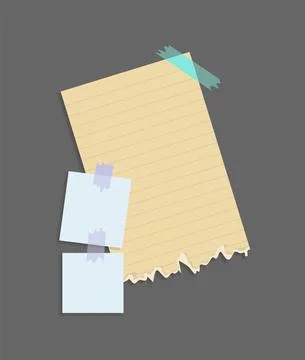 Paper notes stickers. Place for memo messages on paper sheets. Attached with Stock Illustration