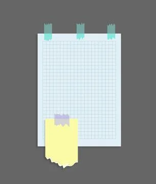 Paper notes stickers. Place for memo messages on paper sheets. Attached with Stock Illustration