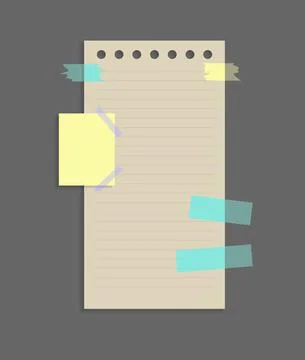 Paper notes stickers. Place for memo messages on paper sheets. Attached with Stock Illustration