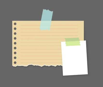 Paper notes stickers. Place for memo messages on paper sheets. Attached with Stock Illustration