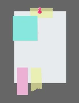 Paper notes stickers. Place for memo messages on paper sheets. Attached with Stock Illustration