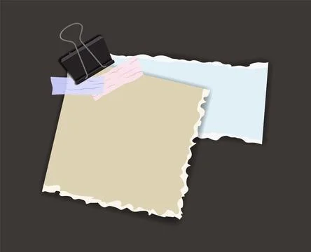 Paper notes stickers. Place for memo messages on paper sheets. Blank sticky Stock Illustration