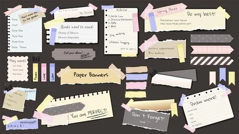 Paper notes stickers. Set of different vector note papers. Blank of multicolor Illustrazione stock