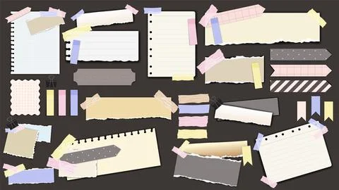 Paper notes stickers. Set of different vector note papers. Blank of multicolor Stock Illustration