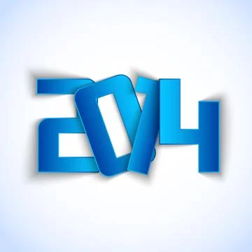Paper numbers 2014 year  with shadow effect Stock Illustration
