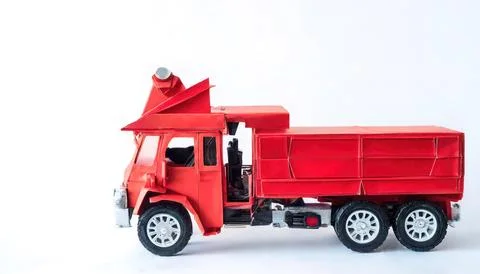 Paper origami concept of a fire engine truck or firetruck, a vehicle, usual.. Stock Photos
