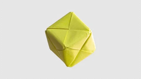 Paper Origami Cube Rotates Around it Axis Stock Footage 304781401