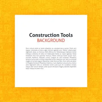 Paper over Construction Tools Line Art Background Stock Illustration
