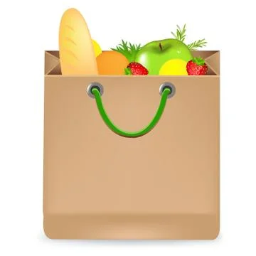 Paper package with products Stock Illustration