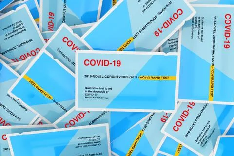 Paper Packages Heap of Rapid Test Device for Viral Disease Novel Coronavirus  스톡 일러스트