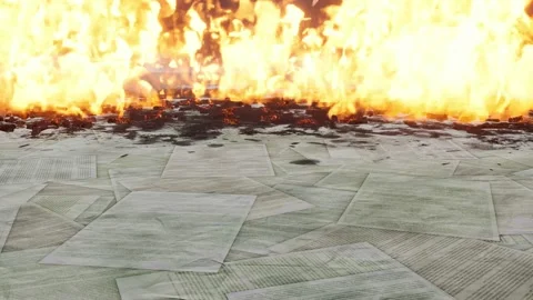 Paper pages documents burning in fire loopable background 4K Stock Footage 220377417