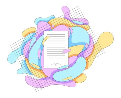 Paper with paints. Vector composition in outline style Stock Illustration