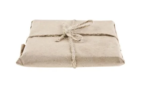 Paper parcel isolated on white background Stock Photos