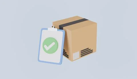 Paper parcel package boxes with clipboard and check list, online order Stock Illustration