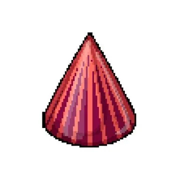 Paper party hat pixel art vector illustration Stock Illustration