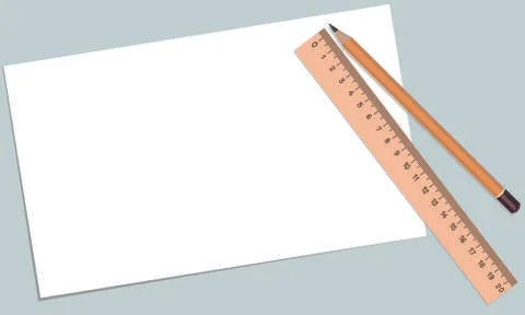 Paper pencil ruler Stock Illustration