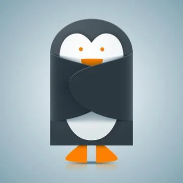 Paper penguin - envelope icon. Stock Illustration