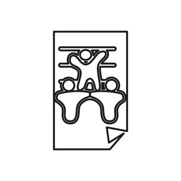Paper people document Commitment Teamwork Together Outline Logo Stock Illustration