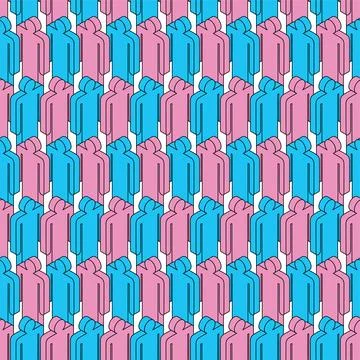 Paper People pattern seamless. Cut out people background. Concept illustrat.. Illustrazione stock