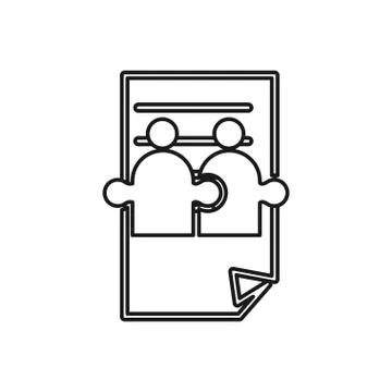 Paper people puzzle Commitment Teamwork Together Outline Logo Illustrazione stock
