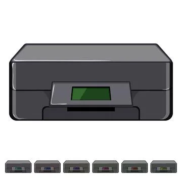 Paper photo printer cartoon vector graphic Stockillustratie