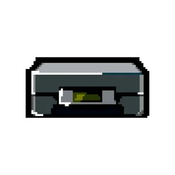 Paper photo printer game pixel art vector illustration Stock Illustration