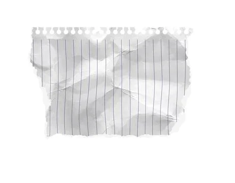 Paper piece rip torn corner with isolated scrapbook lined grid. Old letter angle Stock Illustration