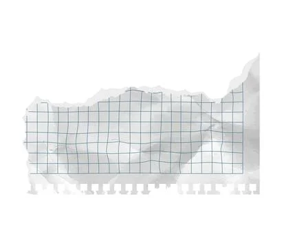 Paper piece rip torn corner with isolated scrapbook blue grid. Old letter angle Stock Illustration