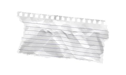 Paper piece torn corner rip with isolated scrapbook lined grid background. Old Stock Illustration