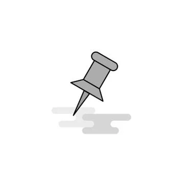 Paper pin Web Icon. Flat Line Filled Gray Icon Vector 스톡 일러스트