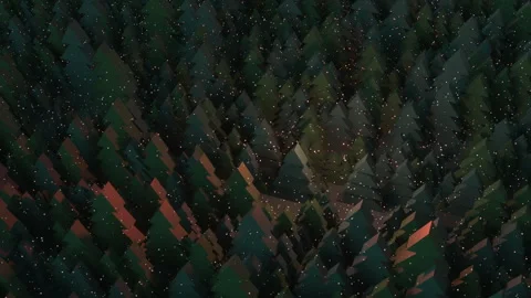 Paper pine forest at night under the snow in neon light. 스톡 동영상 258061272