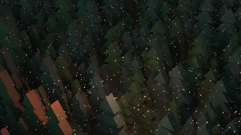 Paper pine forest at night under the snow in neon light. Vídeo Stock 258527257