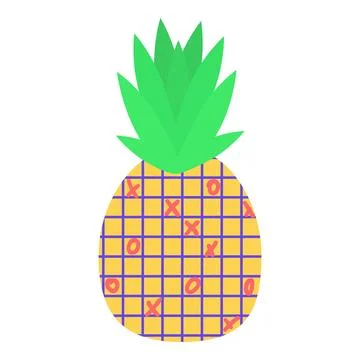 Paper pineapple icon cartoon vector. Ananas slice 스톡 일러스트