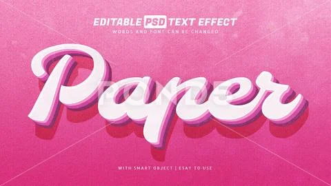 Paper pink retro vintage text effect PSD Template