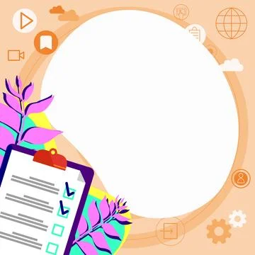 Paper with plan on bright colored background. White text holder with important Stock Illustration