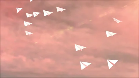 Paper plane aircraft flying loop animation Видео 150138175