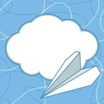 Paper Plane and Cloud Vector Background Stock Illustration