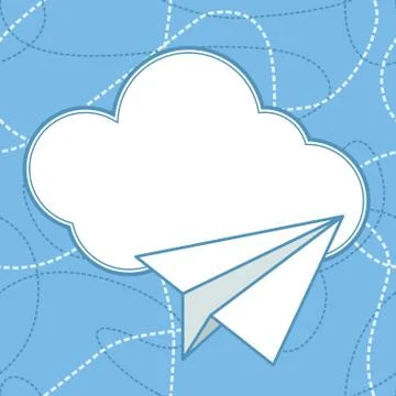 Paper Plane and Cloud Vector Background Stock Illustration
