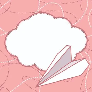 Paper Plane and Cloud Vector Background Stock Illustration