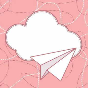 Paper Plane and Cloud Vector Background Stock Illustration