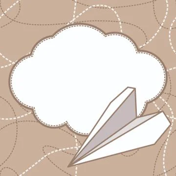 Paper Plane and Cloud Vector Background Stock Illustration