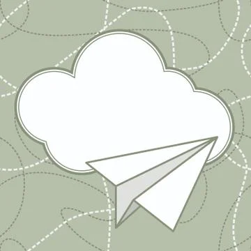 Paper Plane and Cloud Vector Background Stock Illustration