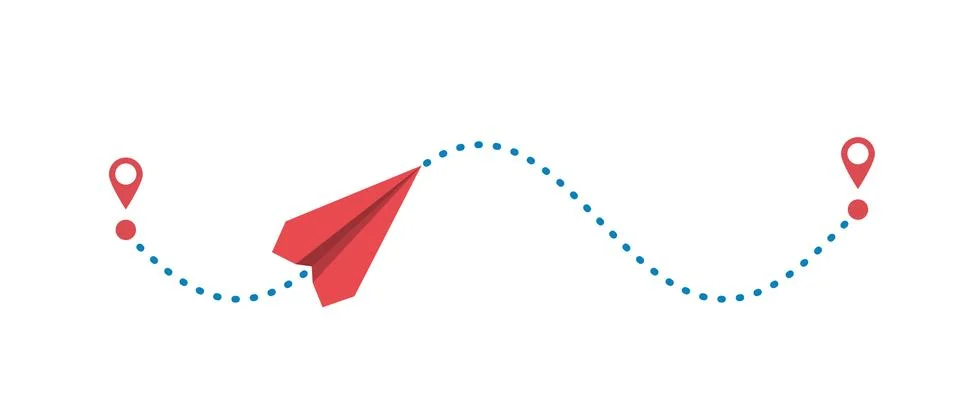 Paper plane and path Stock Illustration