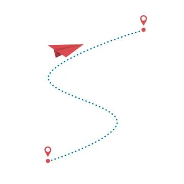 Paper plane and path Illustrazione stock