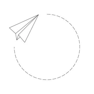 Paper plane and round frame made of a dotted line Stock Illustration