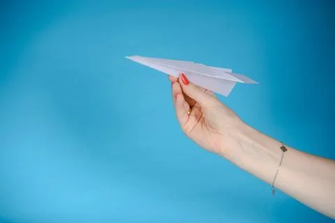 Paper plane, blue background Stock Photos