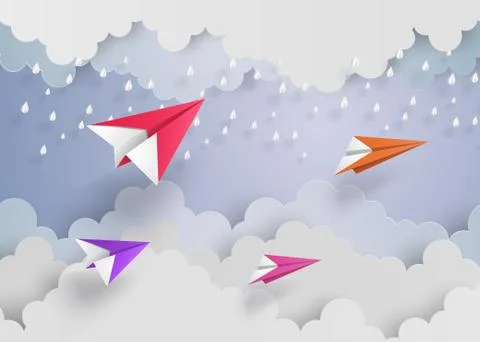Paper plane on blue . Stock Illustration