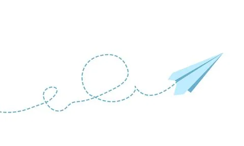 Paper plane with blue path Stock Illustration